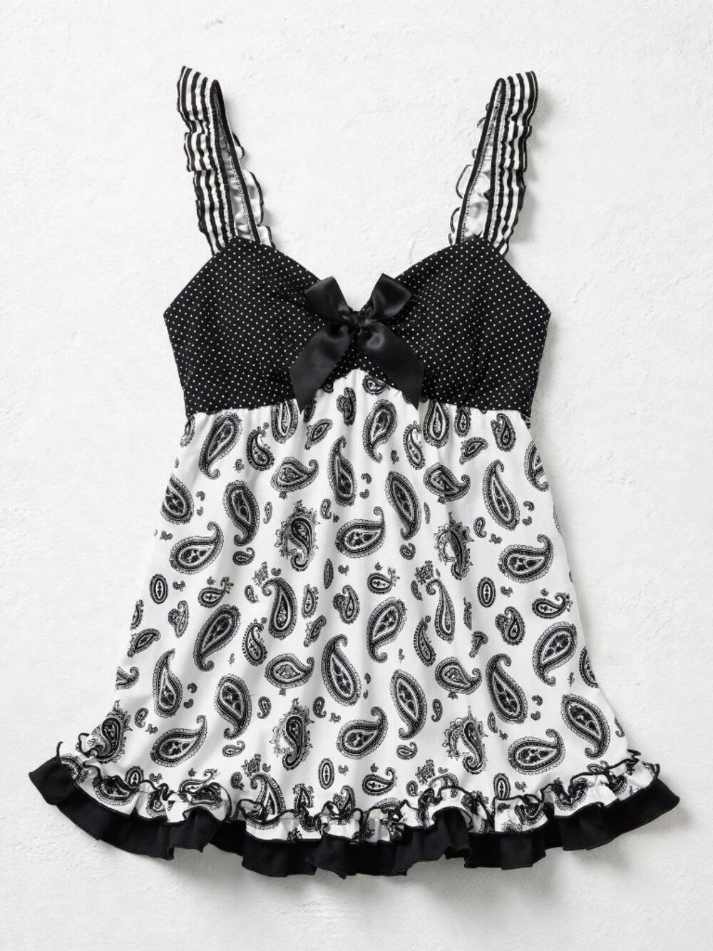 George Black Paisley Babydoll Camisole M Bow Front Coquette Y2K
